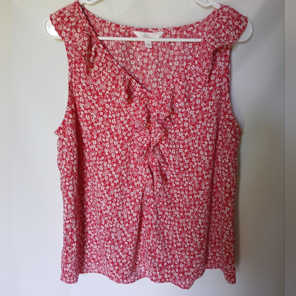 LC Lauren Conrad Red Floral Tank Top